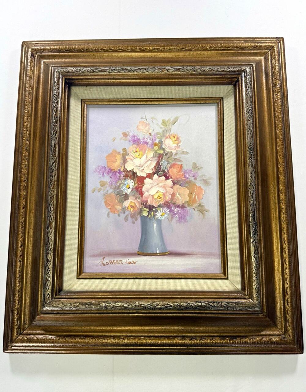 Robert Cox Signed Framed Floral Still Life Vase Painting